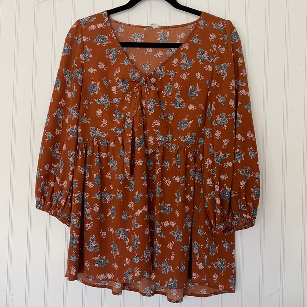 Floral Tie Front Top